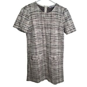 Love Ady Boucle Tweed Shift Dress Ivory Multi Metallic